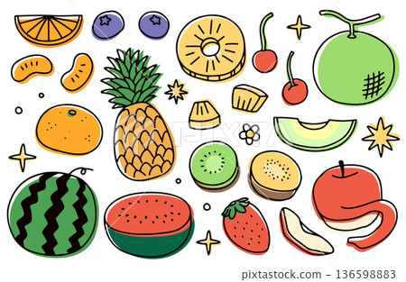 水果組合插圖集 136598883