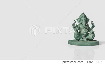 Antique Green Ganesha Statue Isolated 3d render. Antique Green Ganesha Statue Isolated 3d render. 136599115