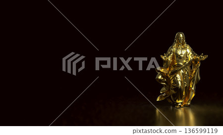 Golden Jesus Christ Sacred Heart Statue 3d render. Golden Jesus Christ Sacred Heart Statue 3d render. 136599119