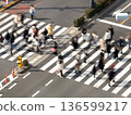 A crosswalk with many pedestrians passing by in Tokyo 136599217