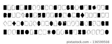 Set of black wavy rectangle labels. Hand drawn box tags and caption strips for product callouts, price stickers and Set of black wavy rectangle labels. Hand drawn box tags and caption strips for product callouts, price stickers and 136599508