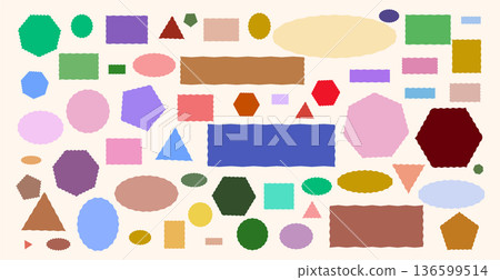 Set of wavy outline geometric frames. Curly triangle, oval and rectangle borders for text highlights, card edges and Set of wavy outline geometric frames. Curly triangle, oval and rectangle borders for text highlights, card edges and 136599514