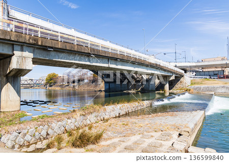 Kamo River and Higashiyama Bridge 136599840