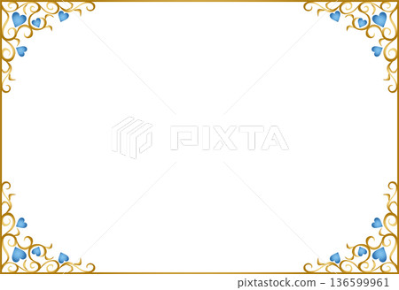 Vintage calligraphy style frame material 243 <Decorative border, decorative frame, heart> Vintage calligraphy style frame material 243 <Decorative border, decorative frame, heart> 136599961