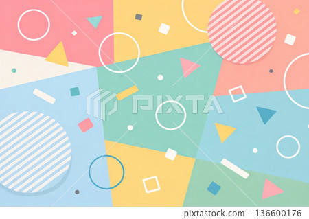 色塊幾何背景復古設計,融合孟菲斯風格 色塊幾何背景復古設計,融合孟菲斯風格 136600176