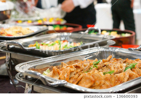 Delicious looking hors d'oeuvres being served at a buffet party 136600393