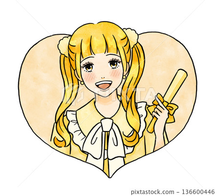 心形插圖,描繪了一位穿著黃色衣服的女子,她穿著自己最喜歡的顏色,正在做自己最喜歡的事情。 心形插圖,描繪了一位穿著黃色衣服的女子,她穿著自己最喜歡的顏色,正在做自己最喜歡的事情。 136600446