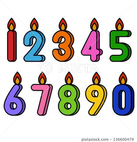 Simple number candles for celebrations and anniversaries Simple number candles for celebrations and anniversaries 136600479