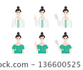 Doctor illustration material set (upper body) 136600525