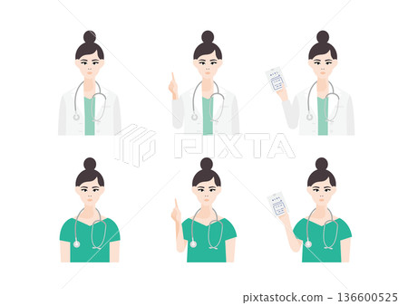 醫生插畫素材集（上半身） 136600525