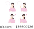 Illustration set of a thinking woman and an inspirational woman 136600526