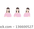 Illustration set of a woman looking down 136600527