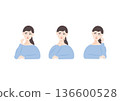 Illustration set of a worried woman 136600528