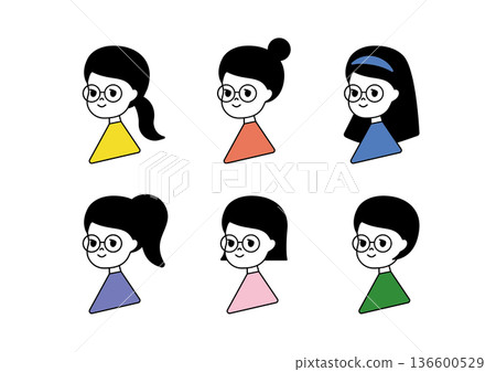 Illustration set of children wearing glasses Illustration set of children wearing glasses 136600529