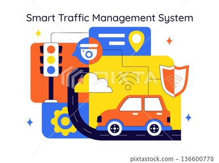 Smart Traffic Management System Technology Illustration Featuring Urban Infrastructure Network And Digital Transportation In a Modern Background Smart Traffic Management System Technology Illustration Featuring Urban Infrastructure Network And Digital Transportation In a Modern Background 136600778