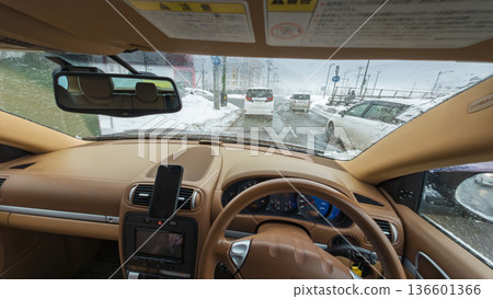 在冬季道路上行駛(POV 拍攝) 在冬季道路上行駛(POV 拍攝) 136601366