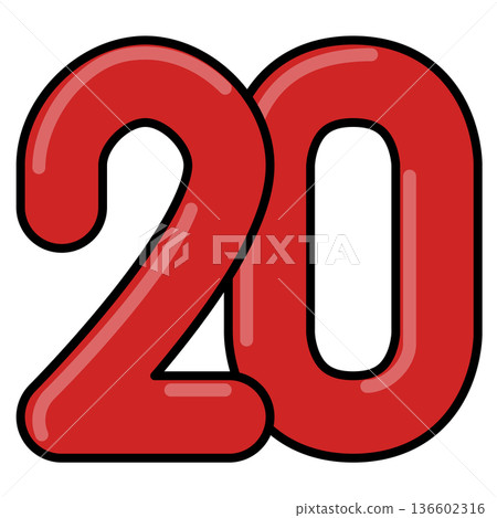 可愛又時髦的數字「20」插畫 136602316