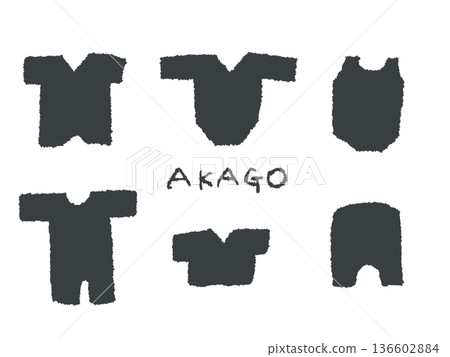 手繪插圖，易於用作嬰兒服裝設計中的圖標和符號。 136602884