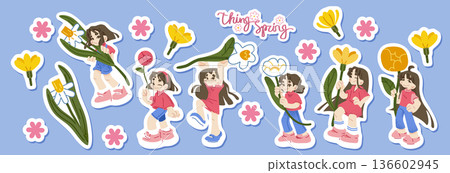Spring Girl Floral Sticker Pack Spring Girl Floral Sticker Pack 136602945