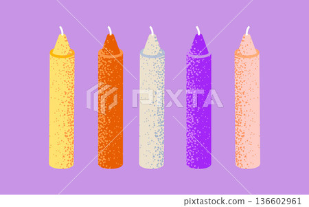 Colorful Taper Candle Set Illustration 136602961