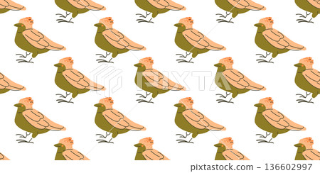 Crested Bird Seamless Pattern Design Crested Bird Seamless Pattern Design 136602997