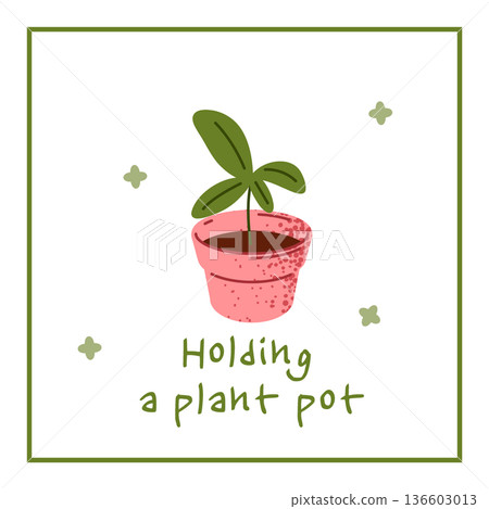 Houseplant In Framed Poster Illustration 136603013
