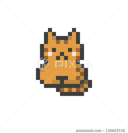 A brown tabby cat sitting on a dotted board A brown tabby cat sitting on a dotted board 136603538