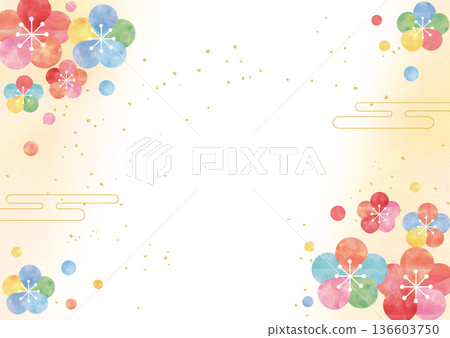 梅花和日式圖案背景 梅花和日式圖案背景 136603750