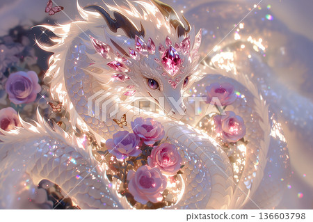 Beautiful Dragon God Series: Purple Rose and Pink Topaz Dragon God 136603798