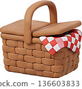 3D clay-style illustration of a picnic basket, an image of outings and leisure 136603833