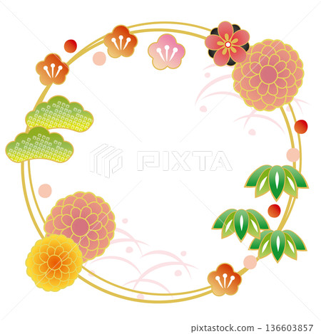 日式新年花環 136603857