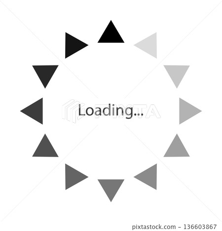 Vector illustration of a loading symbol with monochrome gradient triangles arranged in a circle like a sun 136603867