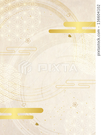 畫筆圖案和日本紙背景 136604102