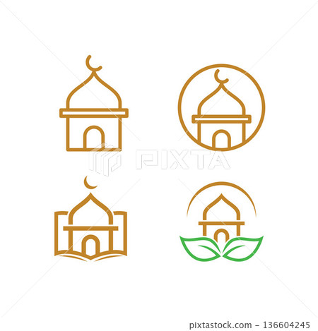 Mosque Islamic logo icon Mosque Islamic logo icon 136604245