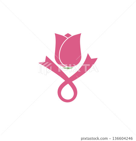 ribbon with a rose symbol. ribbon with a rose symbol. 136604246