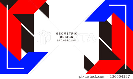 Red and blue geometric frame background material 136604337