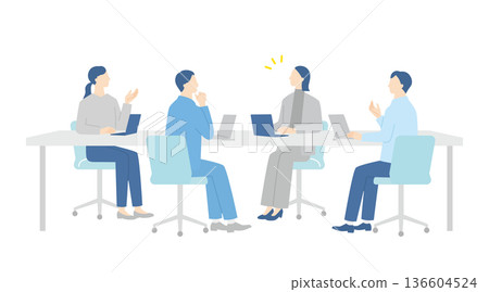 Business people exchanging opinions at a meeting 136604524