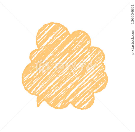 Chalk scribble speech cloud bubble sketch with soft organic shape in subtle diagonal form. Rectangle style comment as message talk graphic, ideal for creative textbox and modern communication 136604691