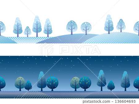 Seamless four seasons landscapes: winter and night set 136604693