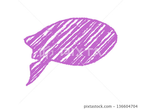 Wavy organic chalk talk bubble with handdrawn sketch lines and diagonal scribble accent. Speech icon shows a playful bubble, modern abstract talk symbol for communication, clean and simple style. 136604704
