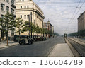 Old photo of Otemachi Street, Tokyo, 1932 (black and white photo colorized using AI) 136604789