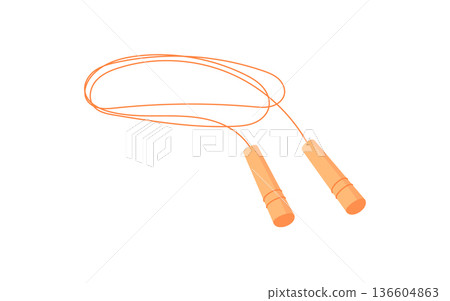 Flat skipping rope sticker in bright style. Vibrant tool for sport, gym workouts, or training. Compact fitness equipment designed for healthy physical activity and exercise. Flat skipping rope sticker in bright style. Vibrant tool for sport, gym workouts, or training. Compact fitness equipment designed for healthy physical activity and exercise. 136604863