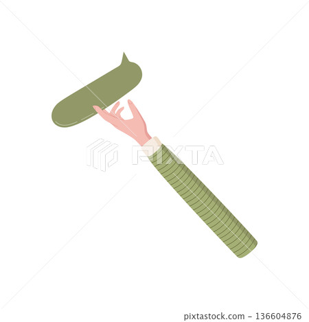 Abstract flat style hand gesture with finger raised. Creative metaphor symbol in minimalist design. Open shape concept as versatile graphic. Ideal for modern banner layouts. 136604876