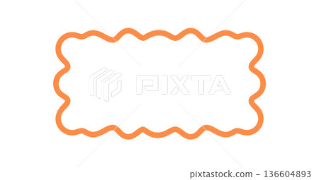 Groovy wavy rectangle frame outline forms a retro border in bold orange. Curvy line with y2k element gives a unique background for abstract or modern graphic compositions. Groovy wavy rectangle frame outline forms a retro border in bold orange. Curvy line with y2k element gives a unique background for abstract or modern graphic compositions. 136604893