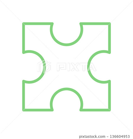 Simple flat green jigsaw puzzle piece in a clean silhouette. Fun toy element for kids and children. Essential boardgame accessory for table play and leisure activities. Simple flat green jigsaw puzzle piece in a clean silhouette. Fun toy element for kids and children. Essential boardgame accessory for table play and leisure activities. 136604953