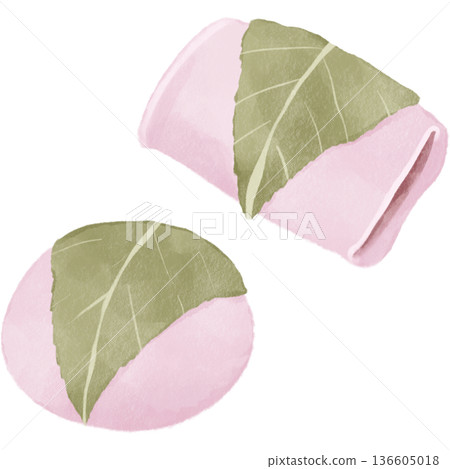 Watercolor style Sakuramochi | Spring, Japanese sweets, Sakura, Domyoji 136605018