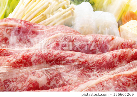 Delicious Japanese sukiyaki 136605269