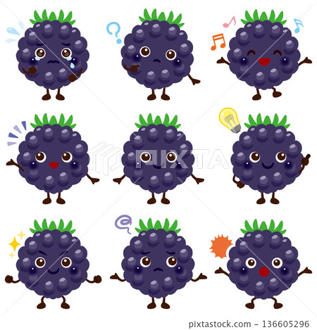 BlackBerry character illustration facial expression set BlackBerry character illustration facial expression set 136605296