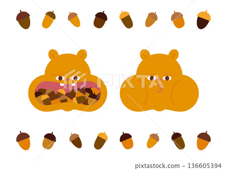 貪吃松鼠的插畫素材 136605394