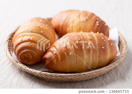 Salt bread (Shio pan) with sea salt flakes, Japanese bakery style Salt bread (Shio pan) with sea salt flakes, Japanese bakery style 136605733